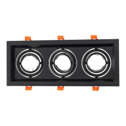 Marco orientable triple para bombilla dicroica color negro