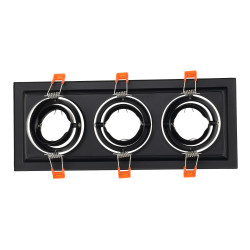 Marco orientable triple para bombilla dicroica color negro