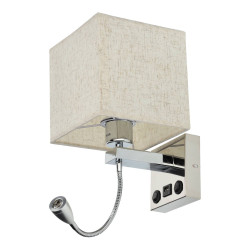 APLIQUE PARED E27 + LUZ LECTURA + USB