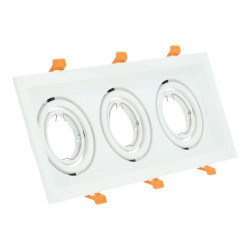 Marco orientable triple para bombilla dicroica color blanco