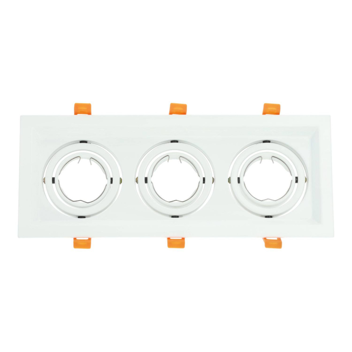 Marco orientable triple para bombilla dicroica color blanco