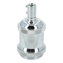 LAMP HOLDER - "SILVER", E27, CERAMIC AND METAL