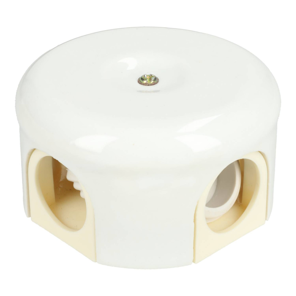 Caja de empalmes porcelana redonda blanca