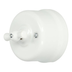 Interruptor vintage conmutado porcelana blanco