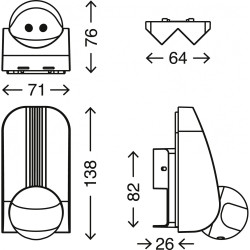Sensor de movimiento de superficie 180º IP65