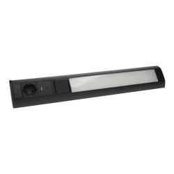 LED under cabinet light 9W Schuko socket & USB A+C - black