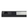 Regleta LED bajo mueble 9W toma Schuko & USB A+C - negro