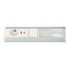 Regleta LED bajo mueble 9W toma Schuko & USB A+C - blanco/gris