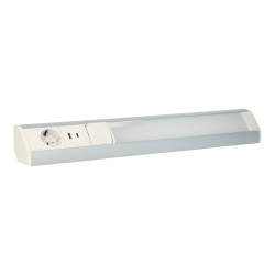 Candeeiro LED sob o armário 9W Schuko e tomada USB A+C