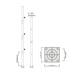 Columna desmontable 2-4m para farola Ø76MM