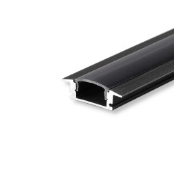 Perfil rectangular aluminio tira led 1m con pestañas negro