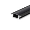 Perfil rectangular aluminio tira led 1m con pestañas negro