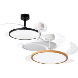 Ventilador de techo con aspas retráctiles luz LED 3CCT control remoto