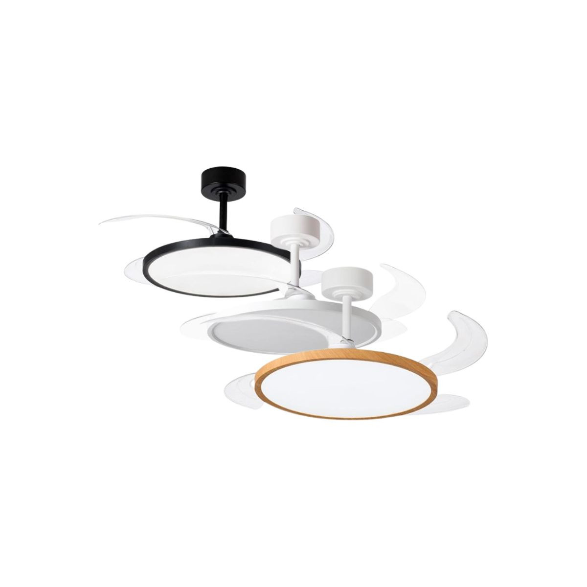 Ventilateur de plafond à pales rétractables et lumière LED 3CCT avec télécommande