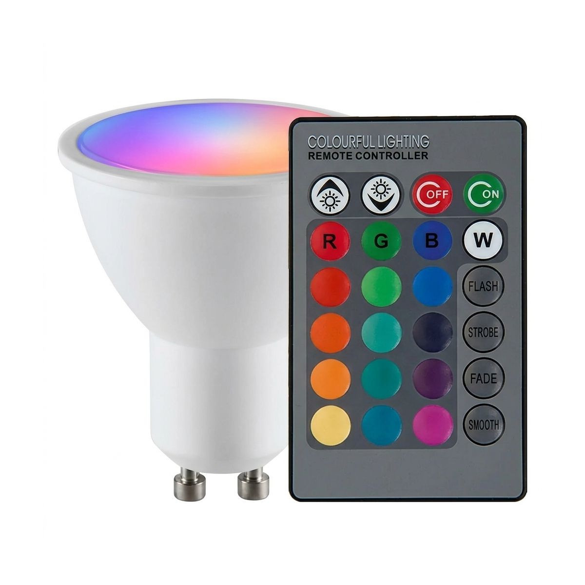 Lâmpada LED RGB 3W GU10 com Comando à Distância