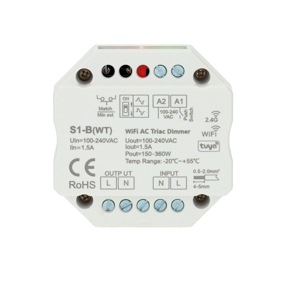 Regulador Dimmer LED 360W PUSH + RF WiFi