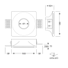 Anel de downlight para integração em gesso, 100x100mm, para lâmpada GU10