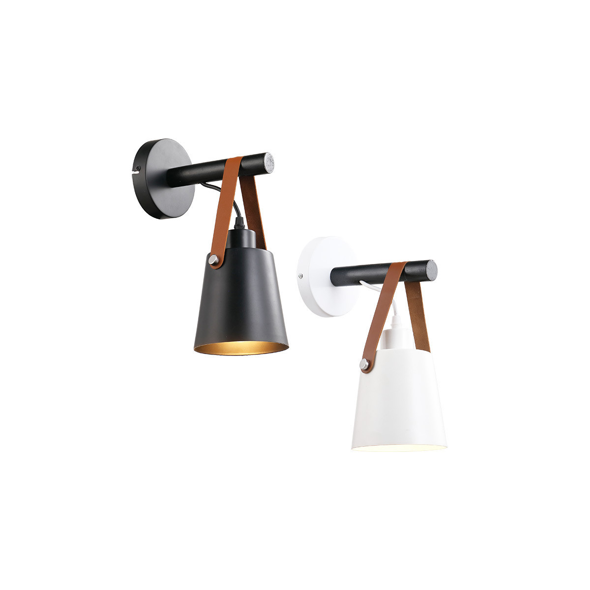 E27 leather wall lamp