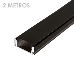 Perfil de alumínio retangular tira led 2m preto