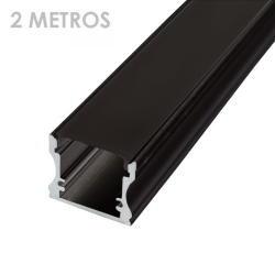 Perfil rectangular aluminio tira led 17,5 x 14,5 x 2m negro