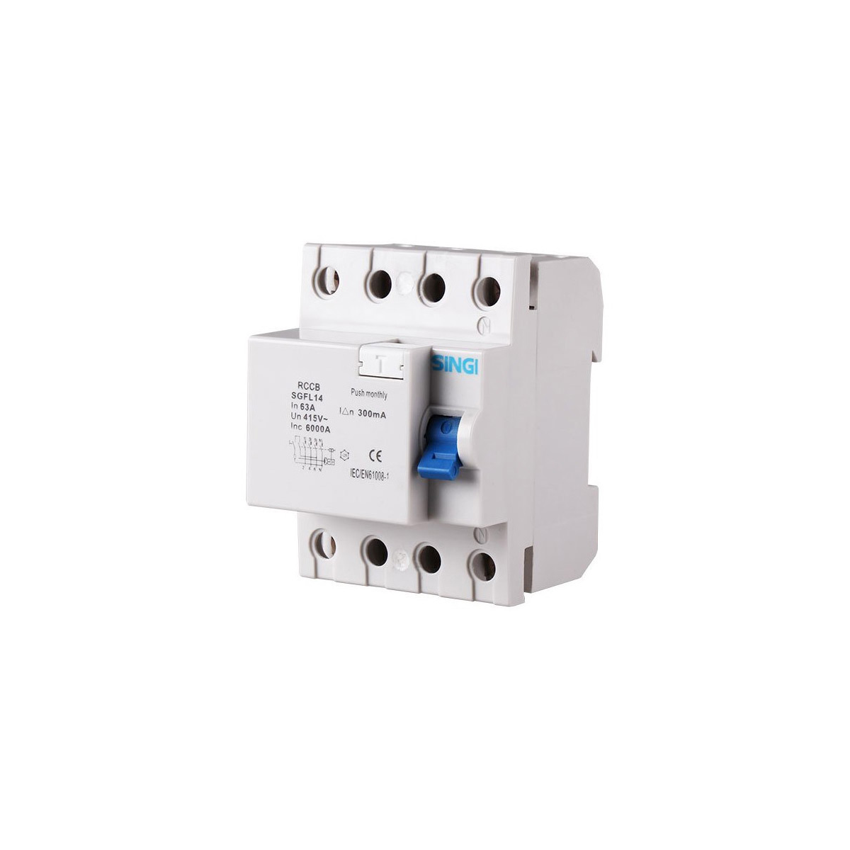 Interrupteur différentiel 4P 300mA 6kA