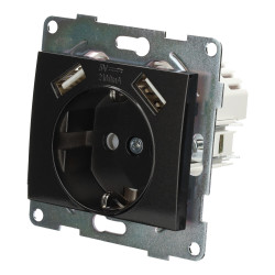 Schuko socket + double USB port PC series