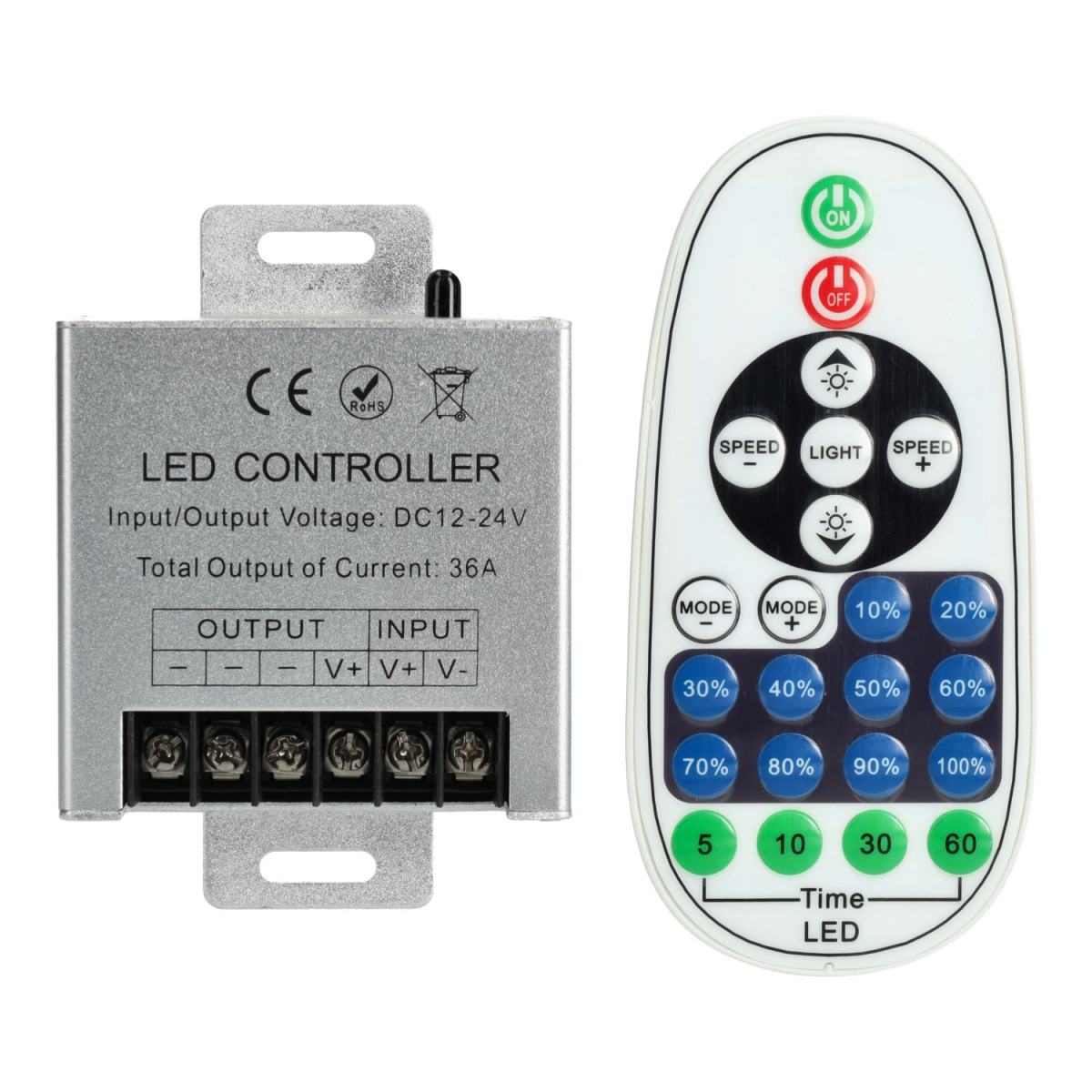 Controlador WIFI com controle remoto de faixa de LED 12/24V unicolor