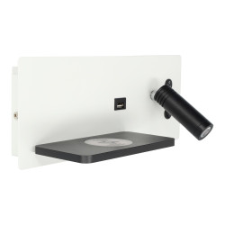 LED wall lamp 7+3W USB + wireless charging left